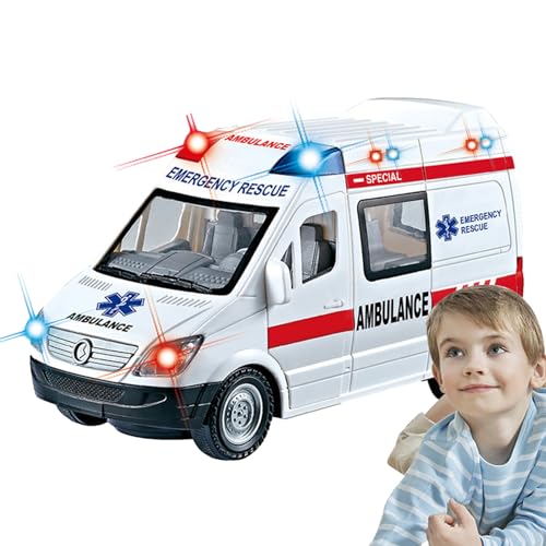 Ristyur Rettungsauto-Spielzeug,Rettungsfahrzeug-Spielzeug - Feuerwehrauto, Rettungswagen mit Licht und Ton | Kleinkind-LKW-Spielzeug für Kinder im Alter von 3–8 Jahren, Fahrzeugspielzeug von Ristyur