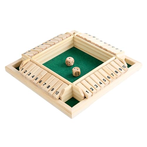 Ristyur Shut Box-Spiel | Würfelspiele aus Holz - Strategiespiel für Kinder und Erwachsene, Familie, Klassenzimmer, Zuhause, Party oder Kneipe, Barspiele, Tischspiele, 2–4 Spieler von Ristyur
