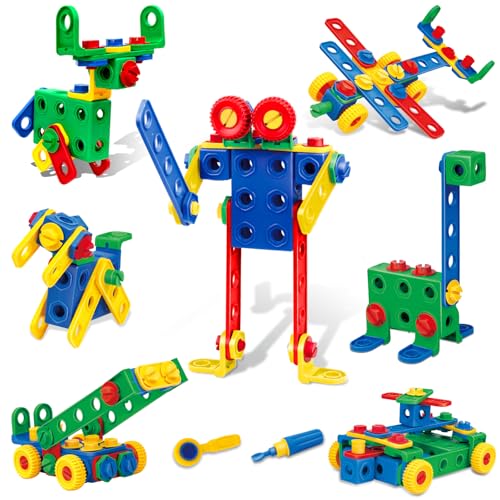 Riswistoy 82 Pieces Bauspielzeug Set, Konstruktionsspielzeug, Roboter- und Fahrzeug-Bausätze für Kinder, kreatives DIY-Bauset, ideales pädagogisches Geschenk für Kinder Riswistoy 82 Pieces Bauspielzeug Set, Konstruktionsspielzeug, Roboter- und Fahrzeug-Bausätze für Kinder, kreatives DIY-Bauset, ideales pädagogisches Geschenk für Kinder von Riswistoy