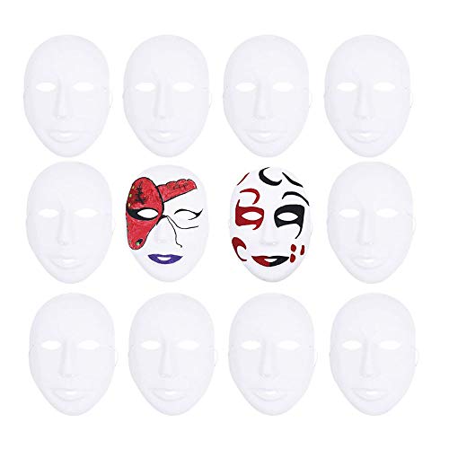 Ritte 12 Stück Weiße Maske, Freie Design Maske, Weiße Vollgesichtsmaske Papier Für Dance Cosplay Party, Einfache Maskerade, DIY Dekoration, Handgemalte Maske(Weiblich Stil) von Ritte