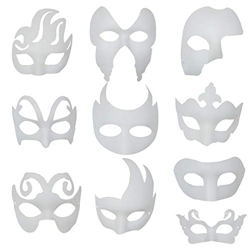 Ritte Weiße Maske, 10 Stück Maske Unlackiert Maskerade Maske DIY Masken Maskenball Party Maske Anonymous Masken zum Bemalen Kinder für Kinder Frauen Männer von Ritte