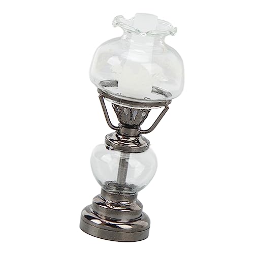 Riuulity Dollhouse Candlestick Lampe Miniatur Leichte Batterie für Dollhouse Esszimmer mit Eisenglasmaterial (Black) von Riuulity