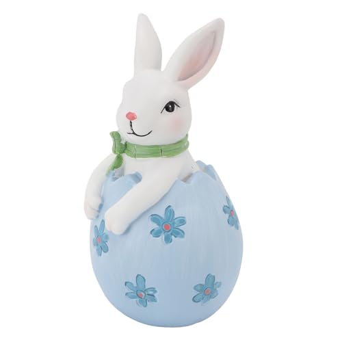 Riuulity Frühling Osterhasen Handgemalte Kaninchenfigur, Charmante Osterdekoration für Partyhaus, 3,3x6.4in (#1) von Riuulity