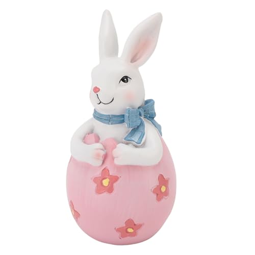 Riuulity Frühling Osterhasen Handgemalte Kaninchenfigur, Charmante Osterdekoration für Partyhaus, 3,3x6.4in (#2) von Riuulity