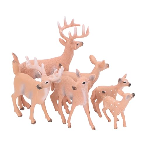 Riuulity Hirschmodell -Figuren Spielzeug, 6 Pack White Tail Deer Cake Topper Set Weihnachtsfeier Dekor für Miniaturdekorationen von Riuulity