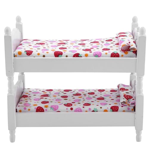 Riuulity Holzpuppenbett für 1/12 Puppenhaus, Premium-Herstellung und Maltechnik, Praktische Fähigkeit, Rosa, Ideales Kinderspielzeug (Typ 2) von Riuulity