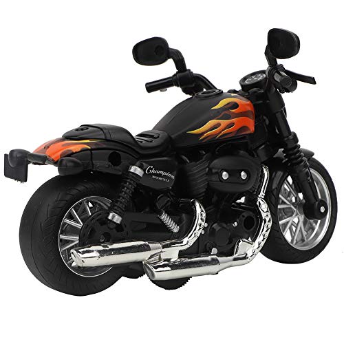 Riuulity Legierung Motorrad Toy Light Music Exquisite Arbeitskunst Schwarz/Weiß 12 * 7,4 * 8 cm (Black) von Riuulity