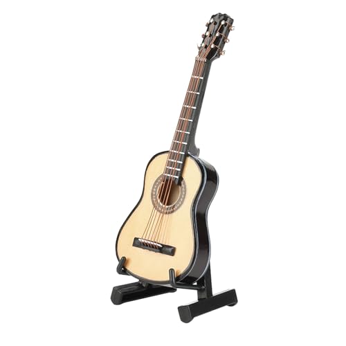 Riuulity Miniaturgitarrenmodell, Hölzerne Display -Handwerksverzierung für Wohnkultur, Handgefertigter Lebensechter Aussehen mit Ständer und Aufbewahrungsbox, Schöne S von Riuulity
