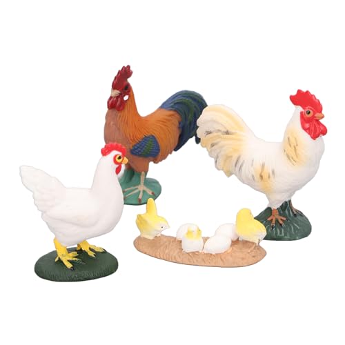 Riuulity Nutztiere Figuren, Set von 4 Exquisiten Lebensechten Hühnchenspielzeugfiguren Handgemalte Interaktive Spielzeuge für und Kleinkinder Dekoration von Riuulity