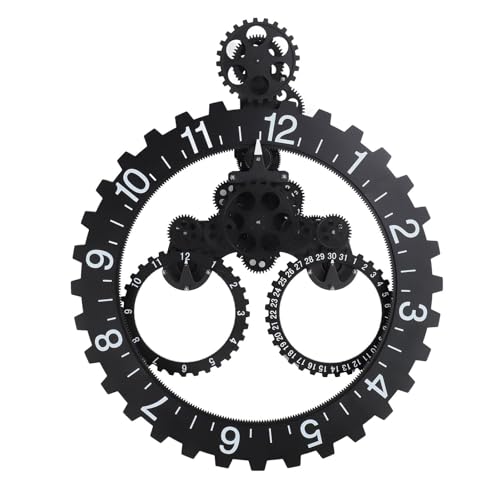 Riuulity Retro -Zahnraduhr, Wanduhr Bewegte Zahnrad, Sorgfältig Gefertigte Edelstahluhr für Wohnzimmer, Büro, Studienzimmerdekor mit Mechanikern Zahnrädern (1) von Riuulity