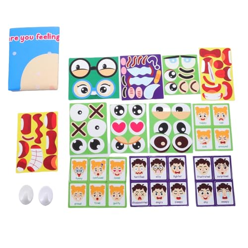 Riuulity Social Emotional Lernaktivität Ausdrucksbrett, Lustige Gesichter Sensorisches Lernspielzeug mit Haken für, Ideal für Kindergärten Klassenzimmer oder Familienbindung von Riuulity