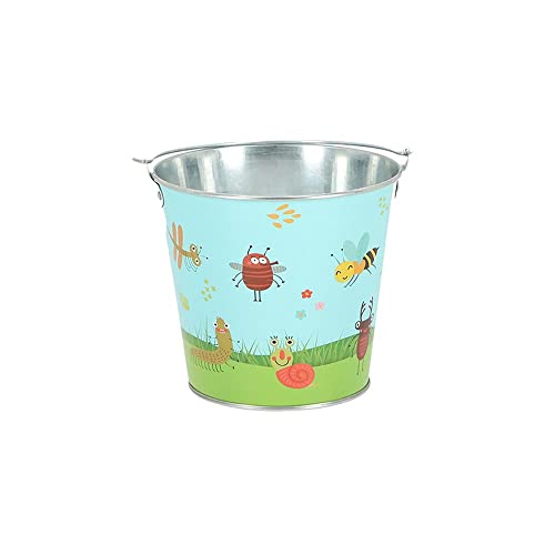 Rivanto® Kinder Eimer Insekten mit Tragegriff für Gartenarbeiten, verzinktes Eisen, Ø16 x H18 cm, zum Unkraut jähten und Gärtnern von Rivanto