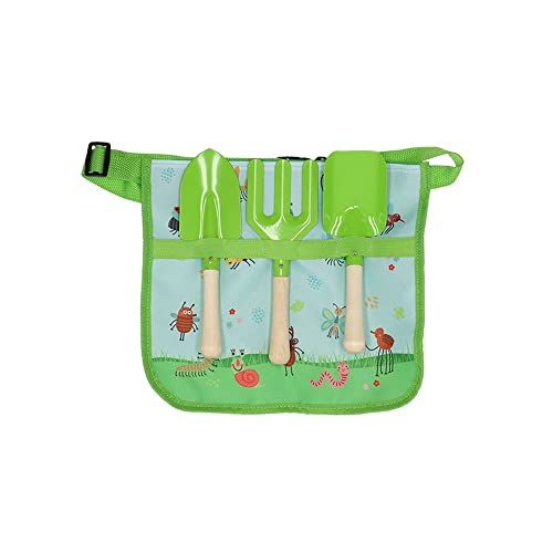 Rivanto® Kinder Gartengerätegürtel Insekten inkl. Gartenwerkzeug aus Eisen mit Kiefernholzgriff, Gerätegürtel für Mädchen und Jungen von Rivanto