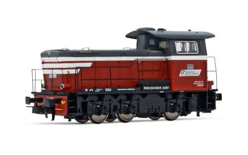 Rivarossi HR2932S Mercitalia S&T, Rangierlokomotive Reihe 245, dunkelgraue Lackierung mit weißen Streifen, Ep. VI, mit DCC-Sounddecoder Lok-Diesel, Rot und Grau von Rivarossi