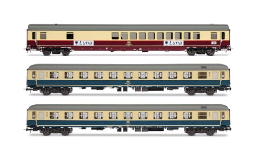 Rivarossi HR4349 DB, 3er-Pack Nachtzug Luna, Barwagen WGmh 854 in rot-Beiger Lackierung 2 x Bcm 246 in ozeanblauer Lackierung, Ep; iV Personenwagen Rivarossi HR4349 DB, 3er-Pack Nachtzug Luna, Barwagen WGmh 854 in rot-Beiger Lackierung 2 x Bcm 246 in ozeanblauer Lackierung, Ep; iV Personenwagen von Rivarossi