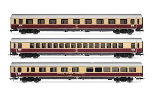 Rivarossi HR4373 DB, 3er Pack Tee Bavaria (Apmz, Avmz + ARDm), rot/beige Livery, ep.IV Reisezugwagen von Rivarossi