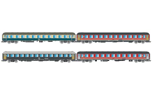 Rivarossi HR4375 FS/DB, 4er Pack 2 „Italien-Holland-Express“, DB Bcm 243 blau/beige, FS UIC-X 2. Kl. rotgrau, FS UIC-X 2. Kl. grau + FS UIC-X '68 Liegeplatz rot-grau, Ep. V-Personenwagen Rivarossi HR4375 FS/DB, 4er Pack 2 „Italien-Holland-Express“, DB Bcm 243 blau/beige, FS UIC-X 2. Kl. rotgrau, FS UIC-X 2. Kl. grau + FS UIC-X '68 Liegeplatz rot-grau, Ep. V-Personenwagen von Rivarossi