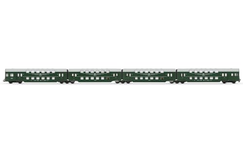 Rivarossi HR4394 DR, 4-teiliger Doppelstockwagen mit Führerhaus, gerade Fronten, grün-graue Farbgebung „DR“, Folge 1 IV, Schienenfahrzeuge Rivarossi HR4394 DR, 4-teiliger Doppelstockwagen mit Führerhaus, gerade Fronten, grün-graue Farbgebung „DR“, Folge 1 IV, Schienenfahrzeuge von Rivarossi