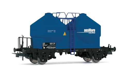 Rivarossi HR6573 FS 2-achsiger Silowagen mit 2 Kuppeln, Ausiliare-Blaue Lackierung, Rollmaterial – Waggons, Blau von Rivarossi