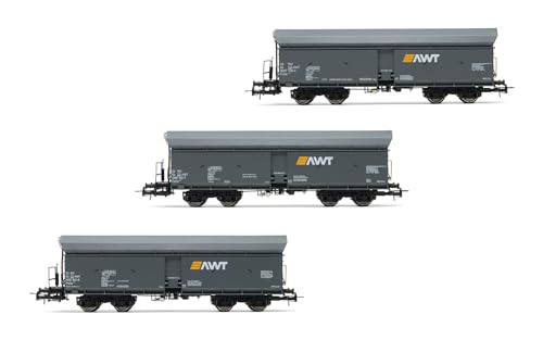 Rivarossi HR6590 AWT, 3er Pack Selbstentladewagen Bauart Fals, graue Lackierung, Ep. VI Rollmaterial – Waggons von Rivarossi