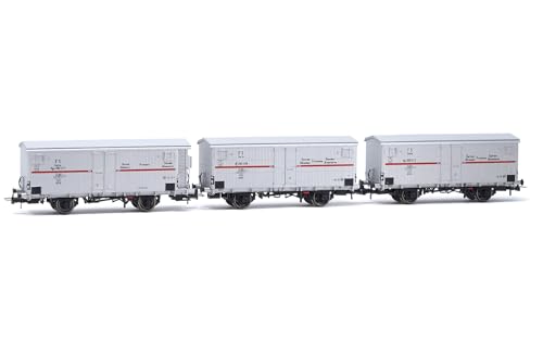 Rivarossi HR6605 FS 3er Pack Kühlwagen Hgb 2-achsig 2 ohne Bremserhaus 1 mit silberrotem Streifen ep Rolling Stock-Waggons, grau von Rivarossi