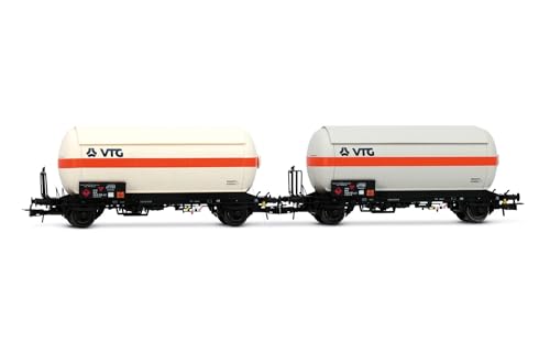 Rivarossi HR6619 DB, 2-teiliges Set 2-achsiger Gaskesselwagen mit Schiebedach, „VTG“, Ep. V Rollmaterial – Waggons, weiß von Rivarossi