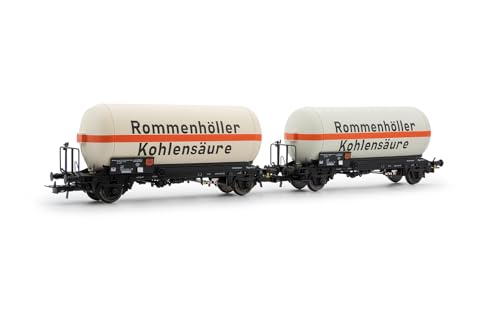 Rivarossi HR6644 DB, 2-er Set 2-Achs-Gastankwagen, Rommenhöller Kohlensäure, ep.IV von Rivarossi
