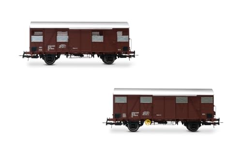 Rivarossi HR6645 FS, 2er-Pack Gs-Wagen (Wände aus Holzbrettern), Einer mit roten Rücklichtern, Ep. IV, Waggonfahrzeuge von Rivarossi
