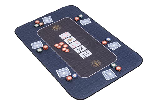 Riverboat Gaming Pokermatte Broadway (100x65cm) - Pokertuch Tischunterlage mit Transporttasche - Deluxe Pokertischauflage mit 5mm Polsterung - Blau von Riverboat Gaming