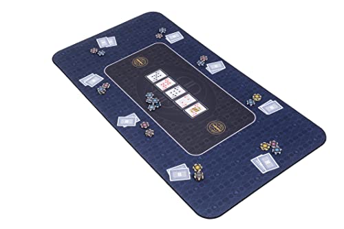 Riverboat Gaming Pokermatte Broadway (140x75cm) - Pokertuch Tischunterlage mit Transporttasche - Deluxe Pokertischauflage mit 5mm Polsterung - Blau von Riverboat Gaming