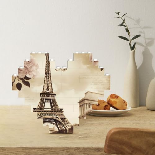 Baustein Puzzle Herzförmige Bausteine Vintage Paris Eiffelturm Schmetterling Puzzles Block Puzzle für Erwachsene 3D Micro Bausteine für Wohnkultur Ziegel Set von Rldobofe
