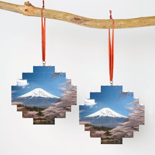 Baustein Puzzle Raute Bausteine Mt. Fuji im Frühjahr Bausteinblock Puzzle für Erwachsene 3D Micro Bausteine Raute Weihnachtsbaum Ornament Lustige Geschenke für Freund Familie von Rldobofe