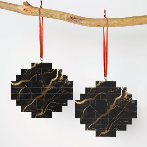 Baustein Puzzle Raute Bausteine Schwarz Gold Marmor Baustein Block Puzzle für Erwachsene 3D Micro Bausteine Raute Weihnachtsbaum Ornament Lustige Geschenke für Freund von Rldobofe