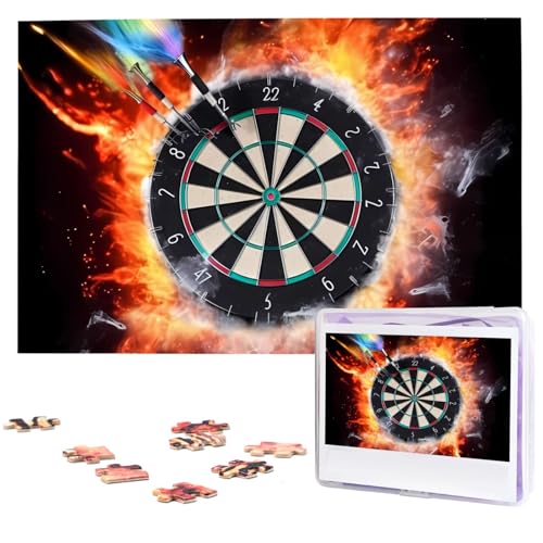 Dartscheiben-Puzzle, 1000 Teile, personalisiertes Puzzle für Erwachsene, personalisiertes Bild mit Aufbewahrungstasche, Holzfotos, Puzzle für Familien-Heimdekoration (74,9 x 50 cm) von Rldobofe