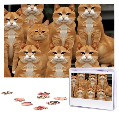 Orange Cats Puzzles, 1000 Teile, personalisiertes Puzzle für Erwachsene, personalisiertes Bild mit Aufbewahrungstasche, Holzfotos, Puzzle für Familie (74,9 x 50 cm) von Rldobofe