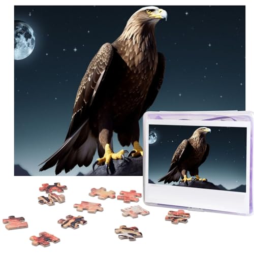 Puzzle "Adler unter den Sternen", 500 Teile, personalisiertes Puzzle für Erwachsene, personalisiertes Bild mit Aufbewahrungstasche, Holzfotos, Puzzle für Familien-Heimdekoration (51,8 x 38,1 cm) von Rldobofe