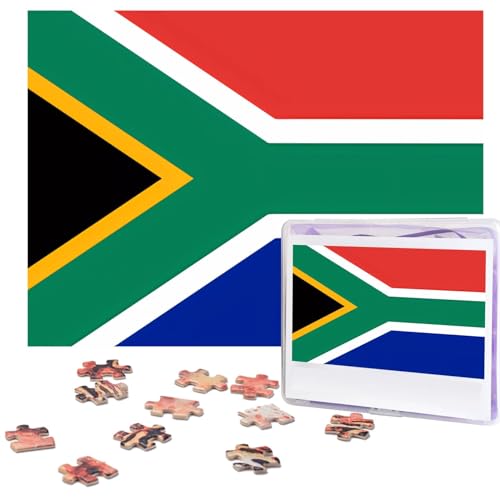 Puzzle mit Südafrika-Flagge, 500 Teile, personalisiertes Puzzle für Erwachsene, personalisiertes Bild mit Aufbewahrungstasche, Holzfotos, Puzzle für Familien-Heimdekoration (51,8 x 38,1 cm) von Rldobofe