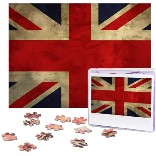 Puzzle mit britischer Flagge, 500 Teile, personalisiertes Puzzle für Erwachsene, personalisiertes Bild mit Aufbewahrungstasche, Holzfotos, Puzzle für Familien-Heimdekoration (51,8 x 38,1 cm) von Rldobofe