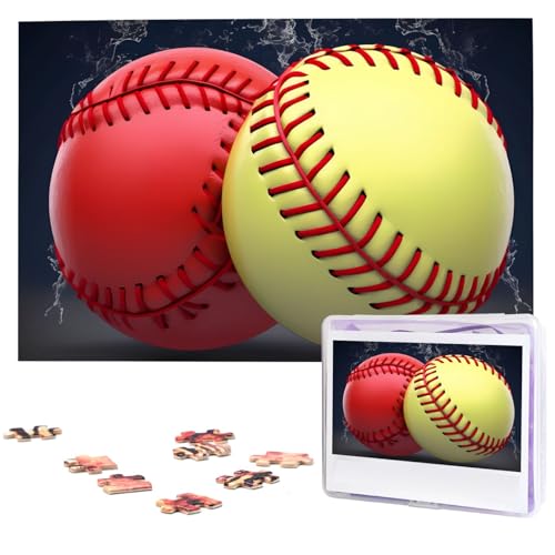 Softball-Puzzles, 1000 Teile, personalisiertes Puzzle für Erwachsene, personalisiertes Bild mit Aufbewahrungstasche, Holzfotos, Puzzle für Familie (74,9 x 50 cm) von Rldobofe