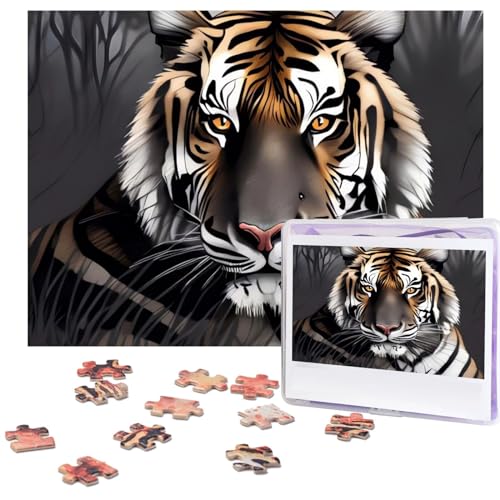 Tiger at Rest Puzzles, 500 Teile, personalisiertes Puzzle für Erwachsene, personalisiertes Bild mit Aufbewahrungstasche, Holzfotos, Puzzle für Familien-Heimdekoration (51,8 x 38,1 cm) von Rldobofe