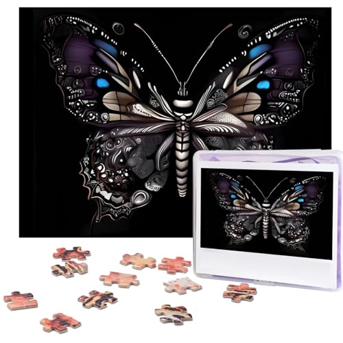 Wissenschaftliche Schmetterlingspuzzle, 500 Teile, personalisiertes Puzzle für Erwachsene, personalisiertes Bild mit Aufbewahrungstasche, Holzfotos, Puzzle für Familien-Heimdekoration (51,8 x 38,1 cm) von Rldobofe