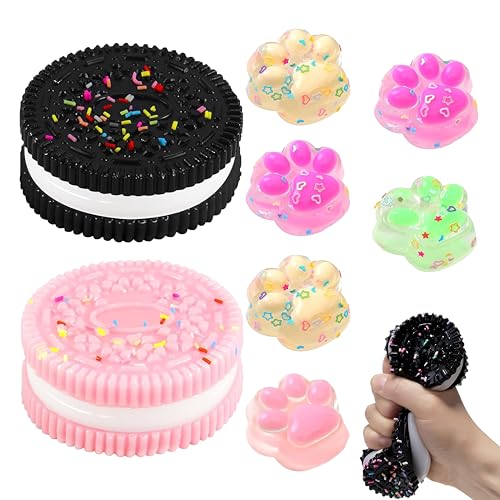 Rliocvhe Taba Squishy,2 Stück Oreo Squishy und 6 Stück Katzenpfoten Squishy,Biscuit Stress Relief Toy,Keks Stressabbauspielzeug,Tabalapka Squish Oreo,Squishy Spielzeug für Anti Stress und Angst Relief von Rliocvhe