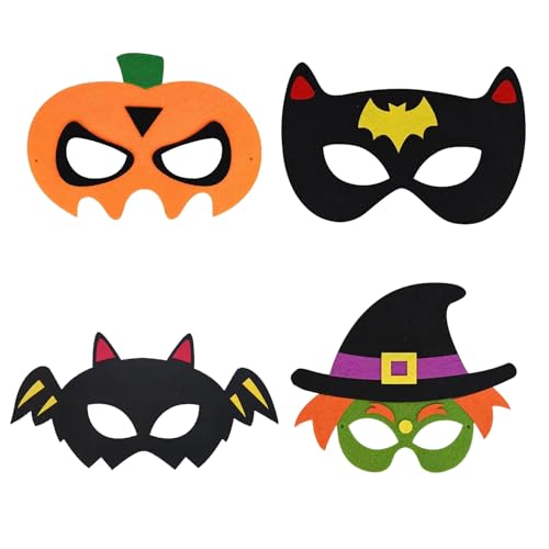 RmKbe 4 Stück Halloween-Filzmasken, niedliche Hexe, Kürbis, Filzmasken, Cosplay-Masken, Kinder, Halloween-Partyzubehör für Kinder und Erwachsene RmKbe 4 Stück Halloween-Filzmasken, niedliche Hexe, Kürbis, Filzmasken, Cosplay-Masken, Kinder, Halloween-Partyzubehör für Kinder und Erwachsene von RmKbe