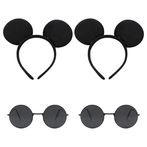 RmKbe 4 Stück Maus Kostüm Set Schwarz Maus Ohr Stirnband Brille Tier Dress Up Set Blindkostüme Maus Rollenspiel Kostüm Set für Weltbuchtag Tierkostüm von RmKbe