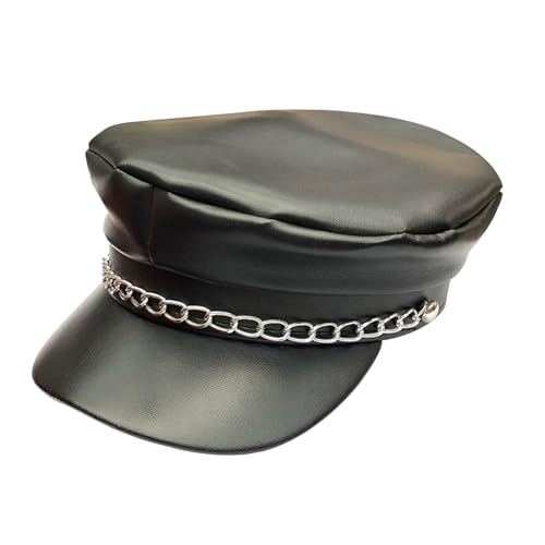 RmKbe Biker Cap Mütze Schwarz Biker Kostüm Zubehör für Damen Herren Halloween Unisex – Erwachsene RmKbe Biker Cap Mütze Schwarz Biker Kostüm Zubehör für Damen Herren Halloween Unisex – Erwachsene von RmKbe
