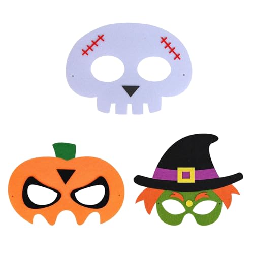 RmKbe Halloween-Filzmasken, Halloween-Party, Maskerade, Party, Augenmaske, Hexe, Kürbis, Kostüm, Zubehör für Cosplay, 3 Stück RmKbe Halloween-Filzmasken, Halloween-Party, Maskerade, Party, Augenmaske, Hexe, Kürbis, Kostüm, Zubehör für Cosplay, 3 Stück von RmKbe