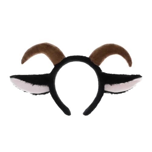 RmKbe Ziegen-Stirnband, Schafohr, Schaf, Ziege, Kostüm, Lamm, Kostüm, Halloween, Festival, Mottoparty, Haarschmuck für Erwachsene und Kinder (schwarz) von RmKbe