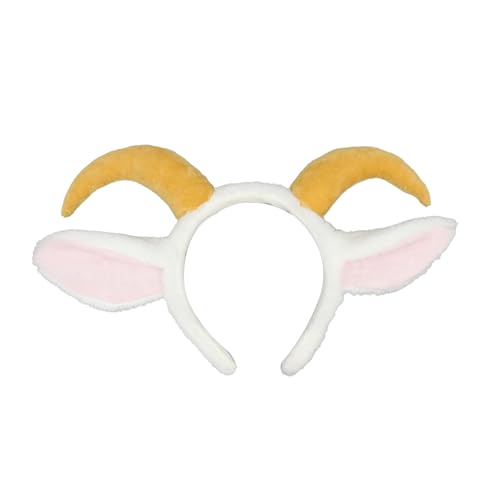 RmKbe Ziegen-Stirnband, Schafohr, Schaf, Ziege, Kostüm, Lamm, Kostüm, Halloween, Festival, Mottoparty, Haarschmuck für Erwachsene und Kinder (weiß) von RmKbe