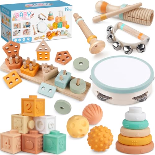 Rmischolar Montessori-Spielzeug für Babys, Musikspielzeug aus Holz, Sensorisches Beißspielzeug für Kleinkinder, Stapelbausteine und Formsortierer, Spielzeug in neutralen Farben, Geschenk für Kinder Rmischolar Montessori-Spielzeug für Babys, Musikspielzeug aus Holz, Sensorisches Beißspielzeug für Kleinkinder, Stapelbausteine und Formsortierer, Spielzeug in neutralen Farben, Geschenk für Kinder von Rmischolar