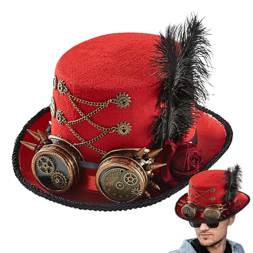 Rnyrn Steampunk Hut, Steampunk Kostümhut mit Goggles-Design, Filz Kostüm Hut Unisex für Erwachsene Vielseitiges Accessory von Rnyrn